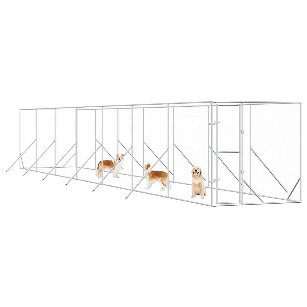 Cuccia per Cani da Esterno Argento 2x14x2 m Acciaio Zincato