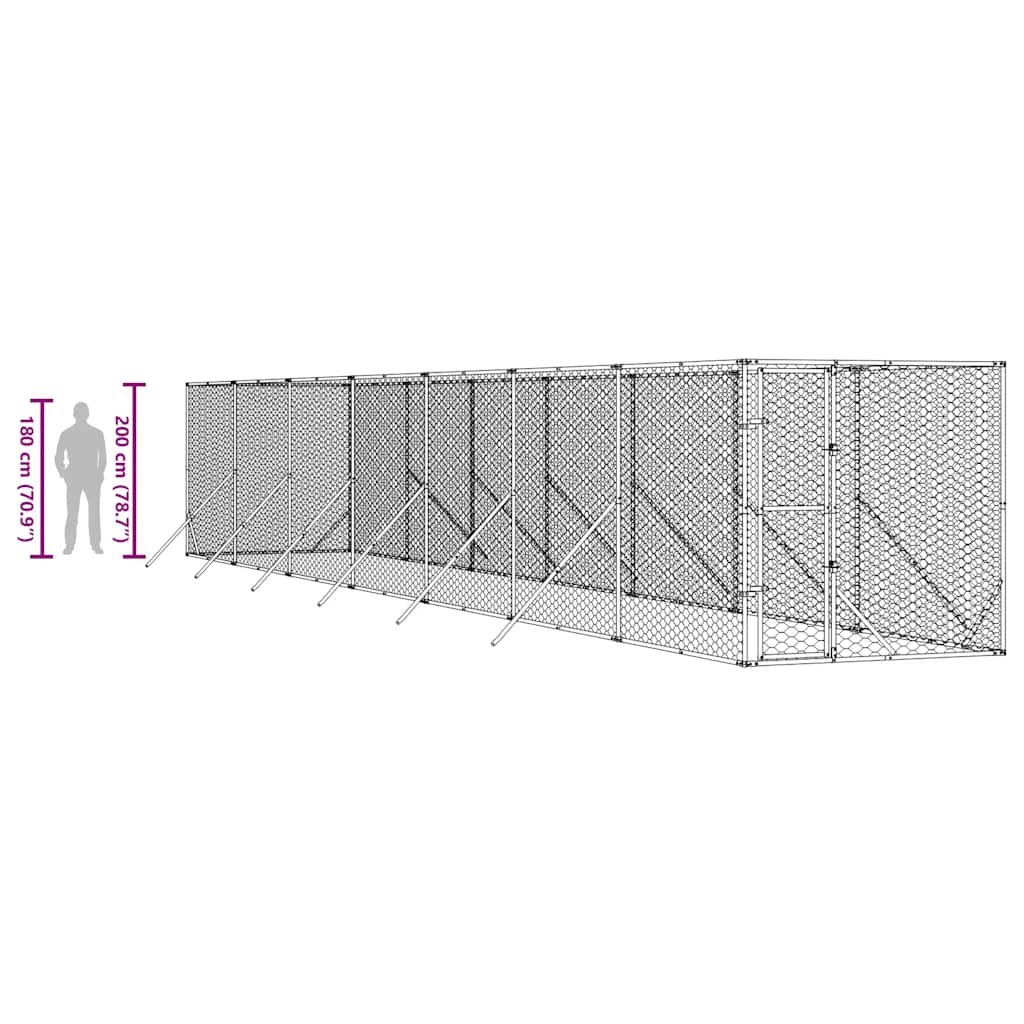 Cuccia per Cani da Esterno Argento 2x14x2 m Acciaio Zincato