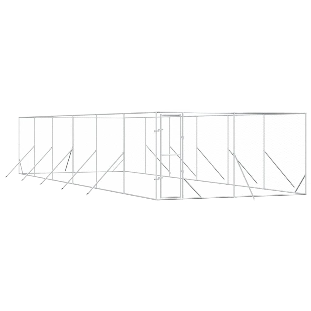 Cuccia per Cani da Esterno Argento 4x12x2 m in Acciaio Zincato