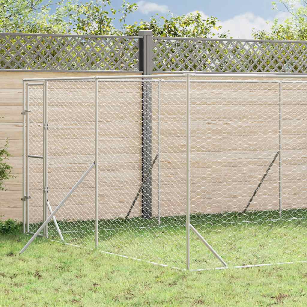 Cuccia per Cani da Esterno Argento 4x16x2 m in Acciaio Zincato