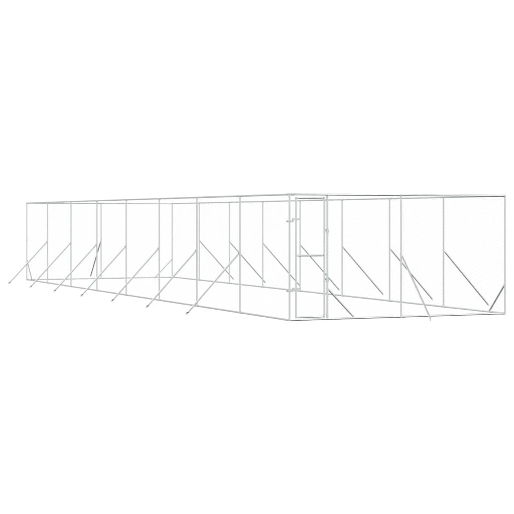 Cuccia per Cani da Esterno Argento 4x16x2 m in Acciaio Zincato