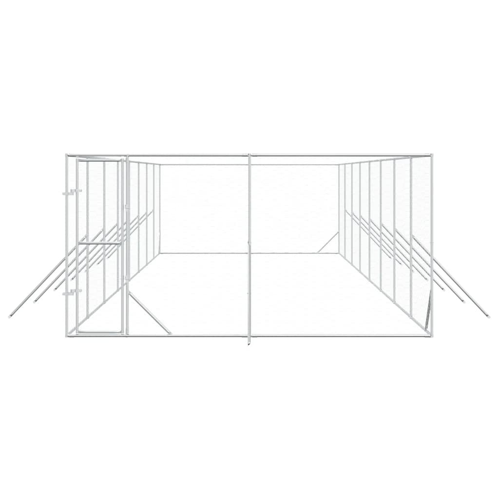 Cuccia per Cani da Esterno Argento 4x16x2 m in Acciaio Zincato