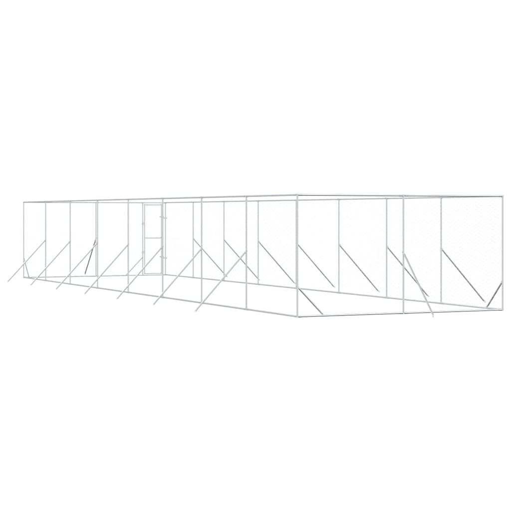 Cuccia per Cani da Esterno Argento 4x16x2 m in Acciaio Zincato