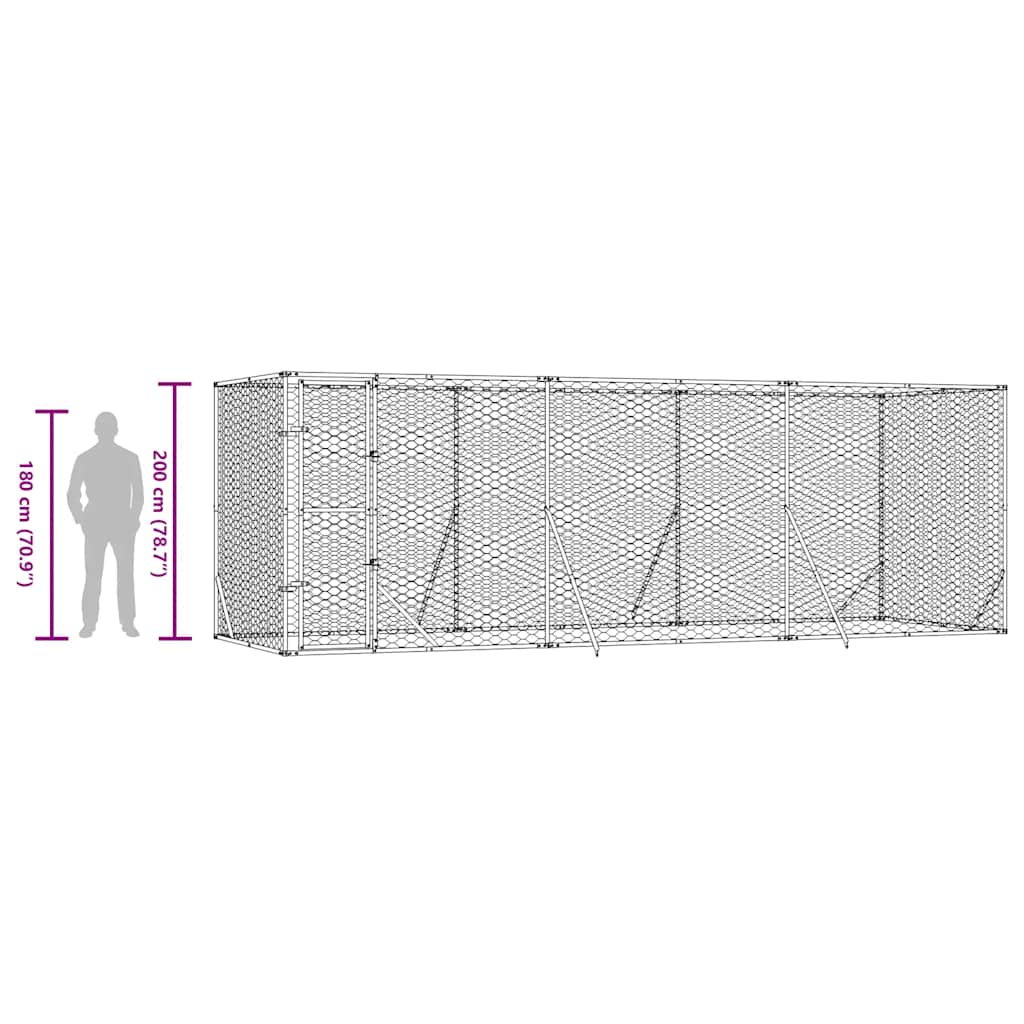Cuccia per Cani da Esterno Argento 6x2x2 m in Acciaio Zincato