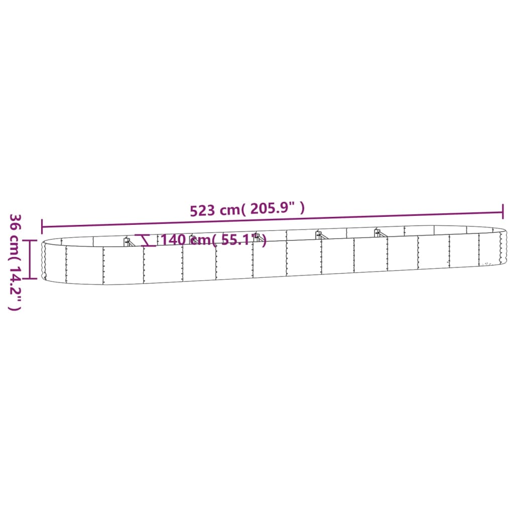 Letto Giardino Acciaio Zincato 523x140x36 cm Marrone