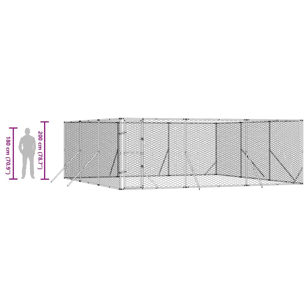 Cuccia per Cani da Esterno Argento 6x6x2 m in Acciaio Zincato