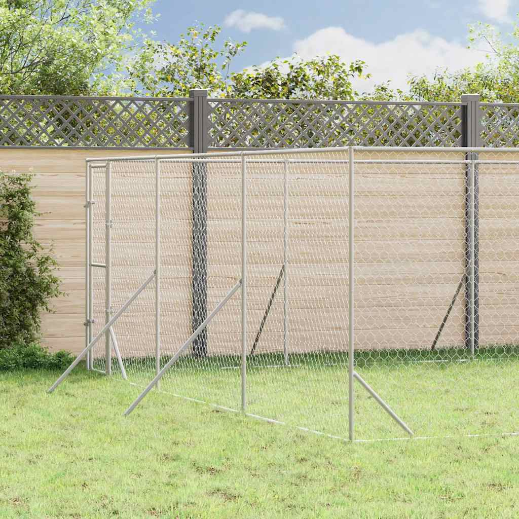 Cuccia per Cani da Esterno Argento 6x10x2 m in Acciaio Zincato