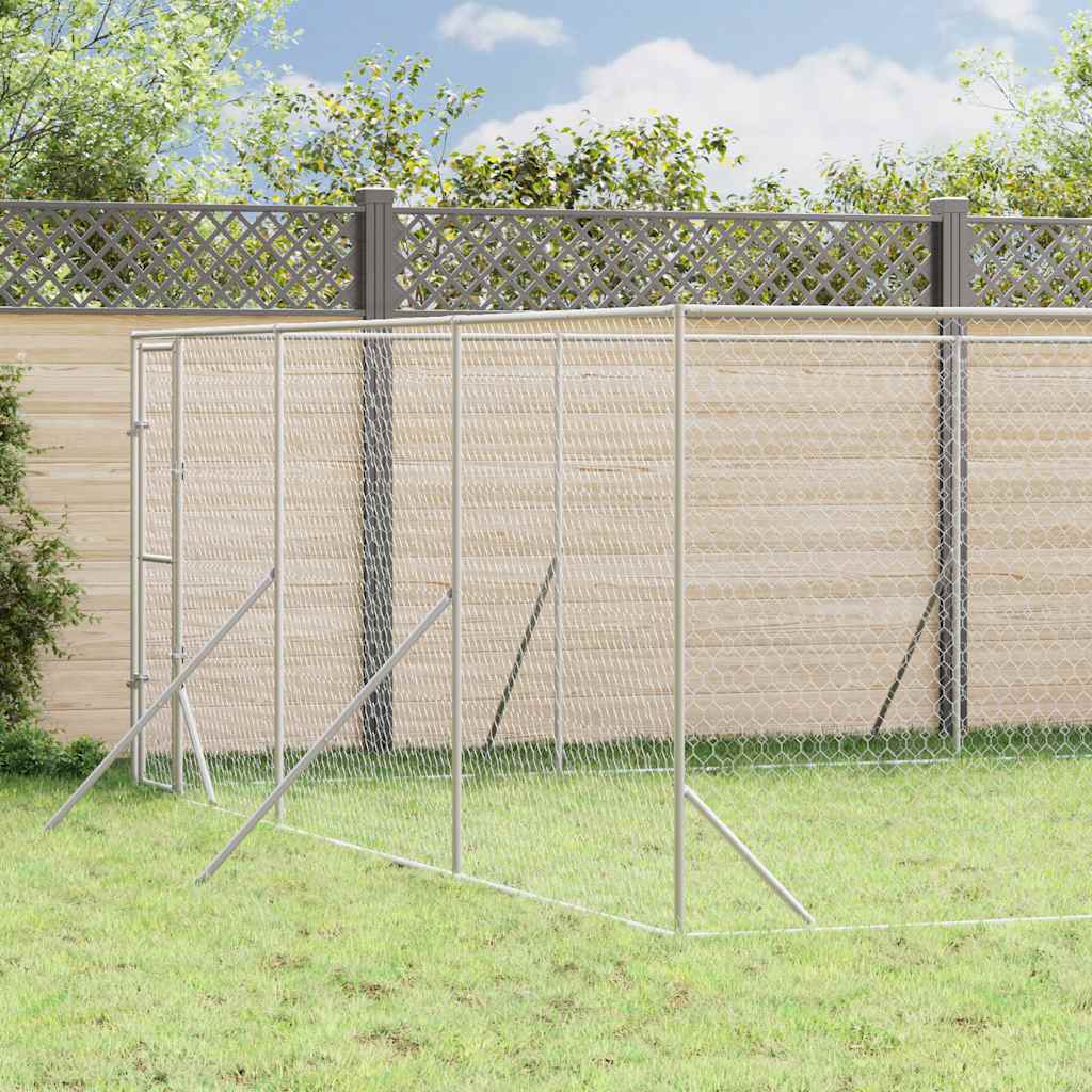 Cuccia per Cani da Esterno Argento 6x14x2 m in Acciaio Zincato