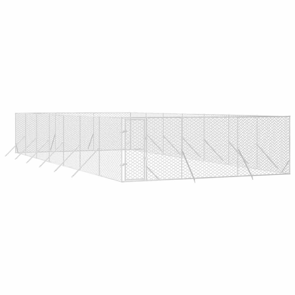 Cuccia per Cani da Esterno Argento 6x14x2 m in Acciaio Zincato