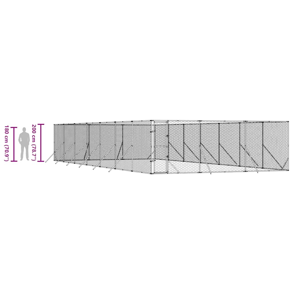 Cuccia per Cani da Esterno Argento 6x14x2 m in Acciaio Zincato