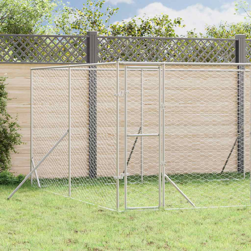 Cuccia per Cani da Esterno Argento 8x4x2 m in Acciaio Zincato