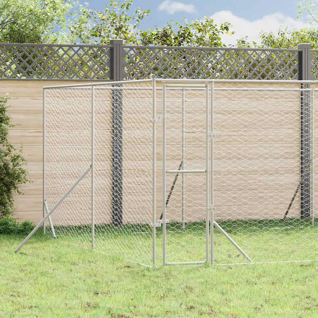 Cuccia per Cani da Esterno Argento 8x8x2 m in Acciaio Zincato