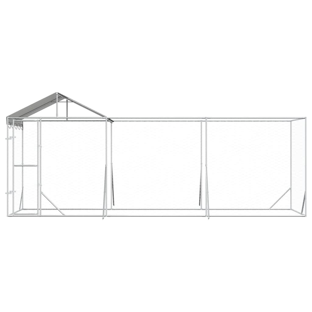Cuccia Cani da Esterno Tetto Argento 6x2x2,5 m Acciaio Zincato