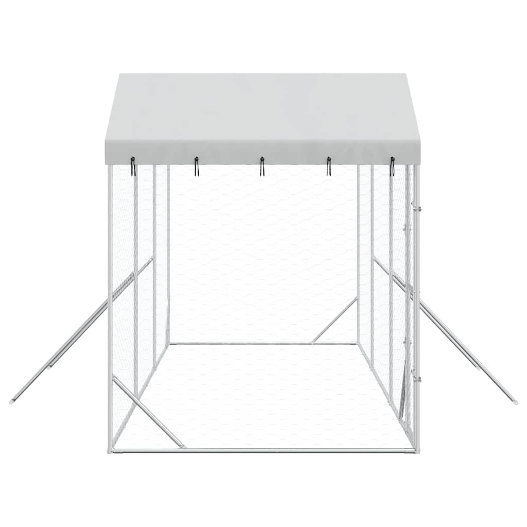 Cuccia Cani da Esterno Tetto Argento 6x2x2,5 m Acciaio Zincato