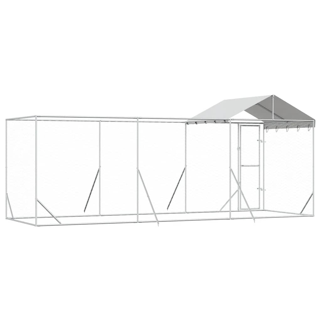 Cuccia Cani da Esterno Tetto Argento 6x2x2,5 m Acciaio Zincato