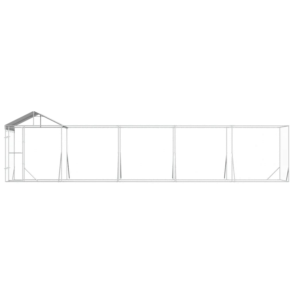 Cuccia Cani da Esterno Tetto Argento 10x2x2,5 m Acciaio Zincato