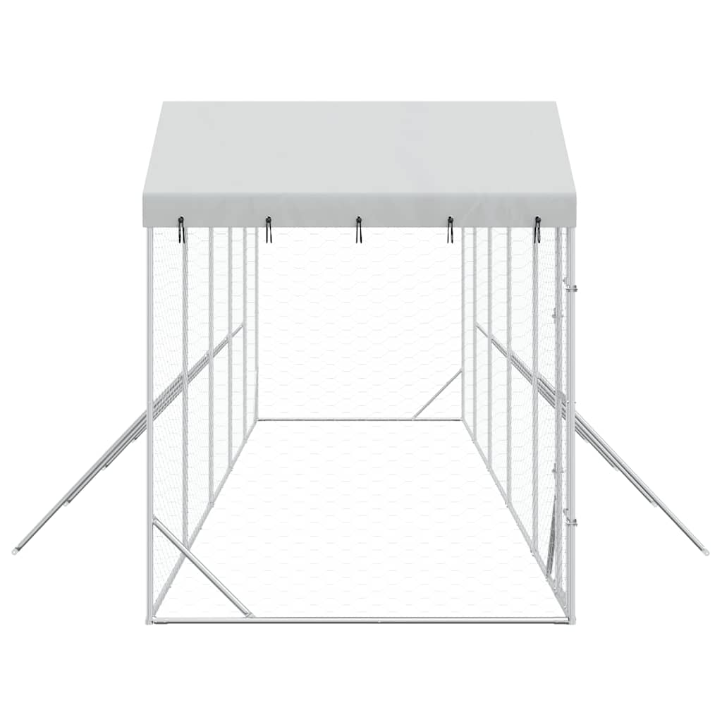 Cuccia Cani da Esterno Tetto Argento 10x2x2,5 m Acciaio Zincato