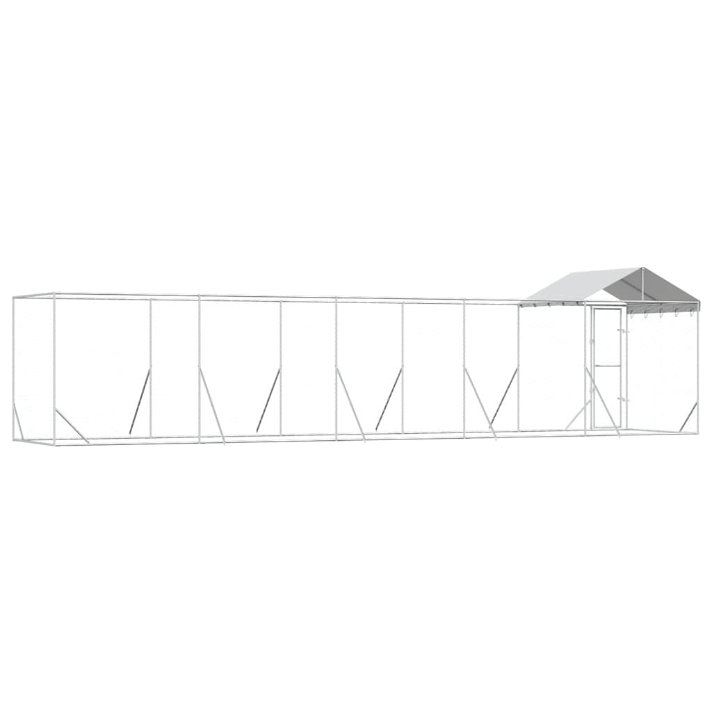 Cuccia Cani da Esterno Tetto Argento 10x2x2,5 m Acciaio Zincato