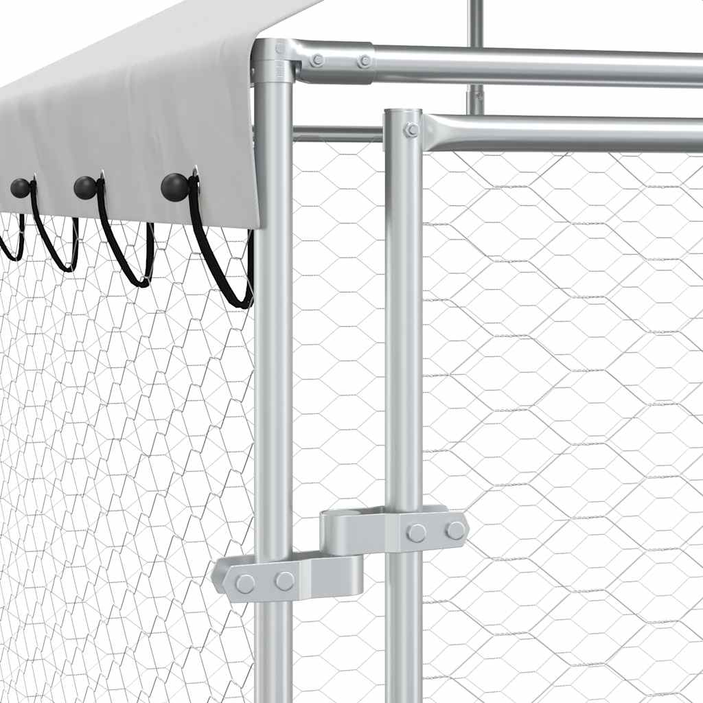 Cuccia Cani da Esterno Tetto Argento 10x2x2,5 m Acciaio Zincato