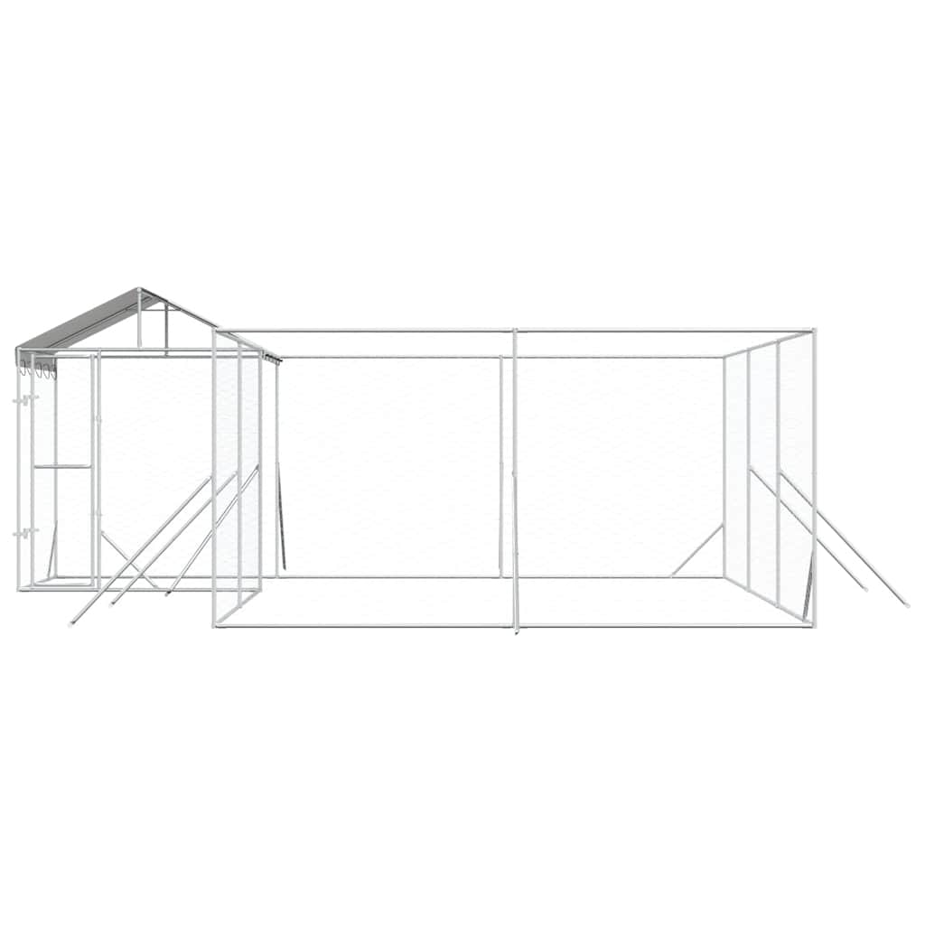 Cuccia Cani da Esterno Tetto Argento 6x6x2,5 m Acciaio Zincato
