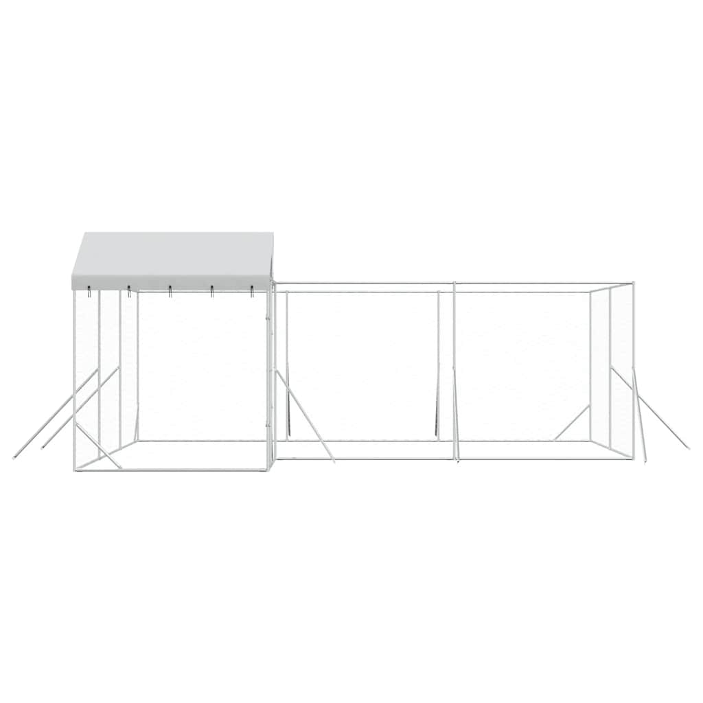 Cuccia Cani da Esterno Tetto Argento 6x6x2,5 m Acciaio Zincato