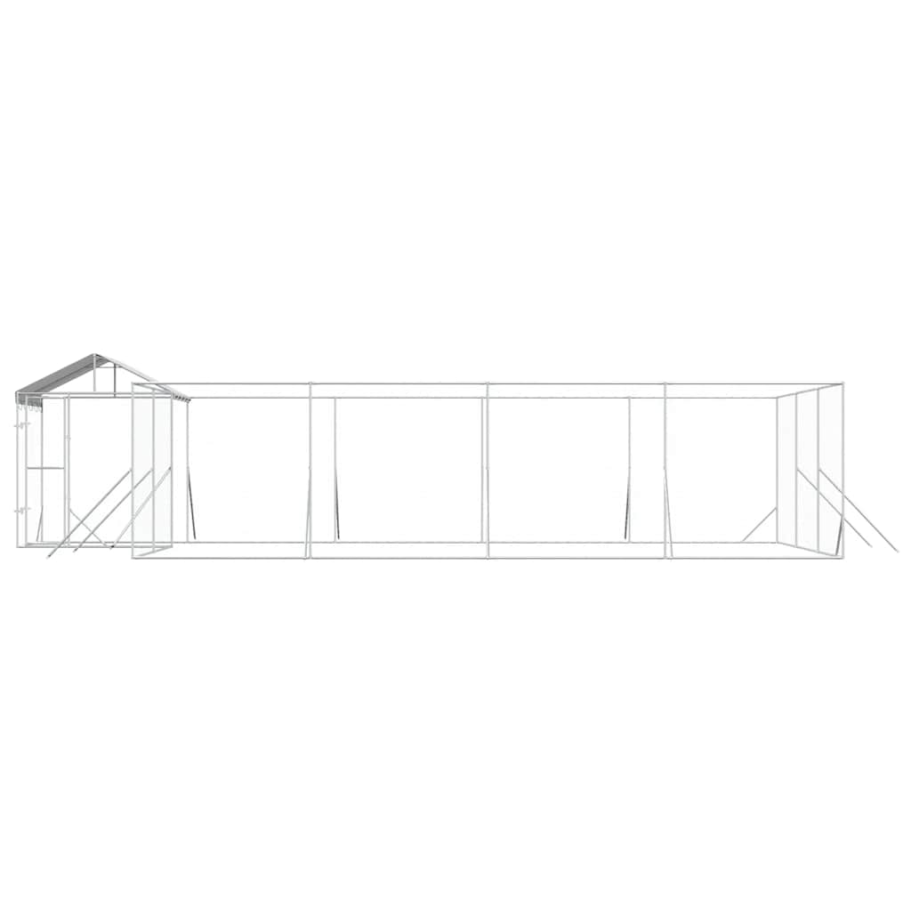 Cuccia Cani da Esterno Tetto Argento 10x6x2,5 m Acciaio Zincato