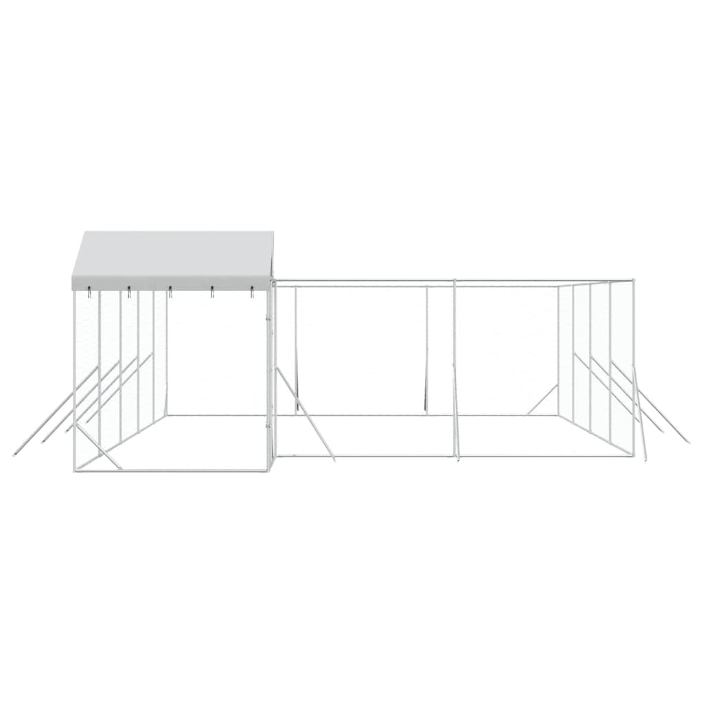 Cuccia Cani da Esterno Tetto Argento 10x6x2,5 m Acciaio Zincato