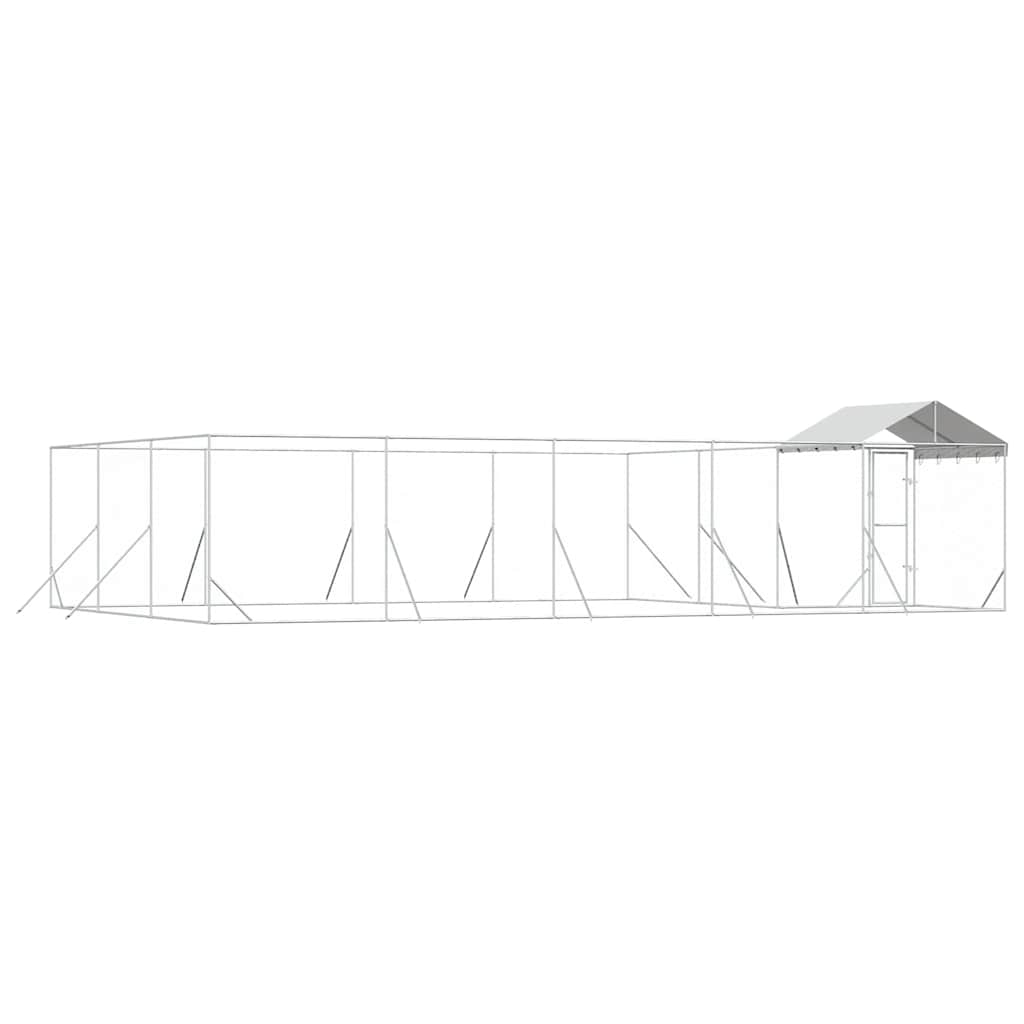 Cuccia Cani da Esterno Tetto Argento 10x6x2,5 m Acciaio Zincato