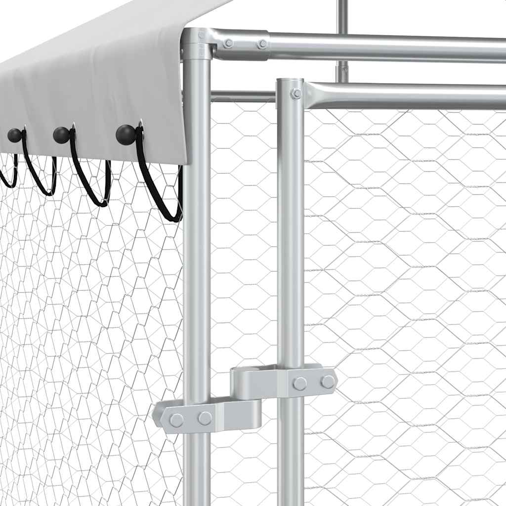Cuccia Cani da Esterno Tetto Argento 10x6x2,5 m Acciaio Zincato