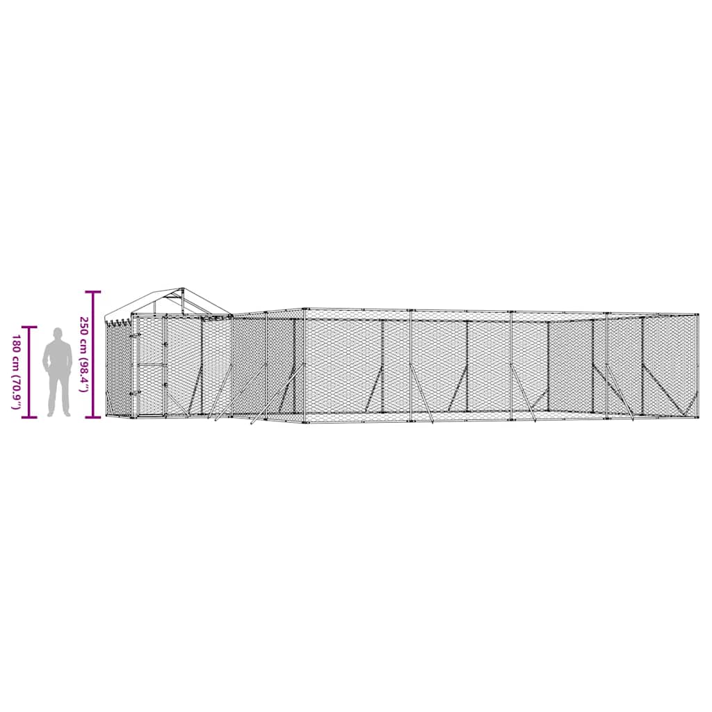 Cuccia Cani da Esterno Tetto Argento 10x6x2,5 m Acciaio Zincato