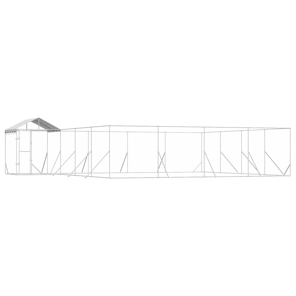 Cuccia Cani da Esterno Tetto Argento 10x8x2,5 m Acciaio Zincato