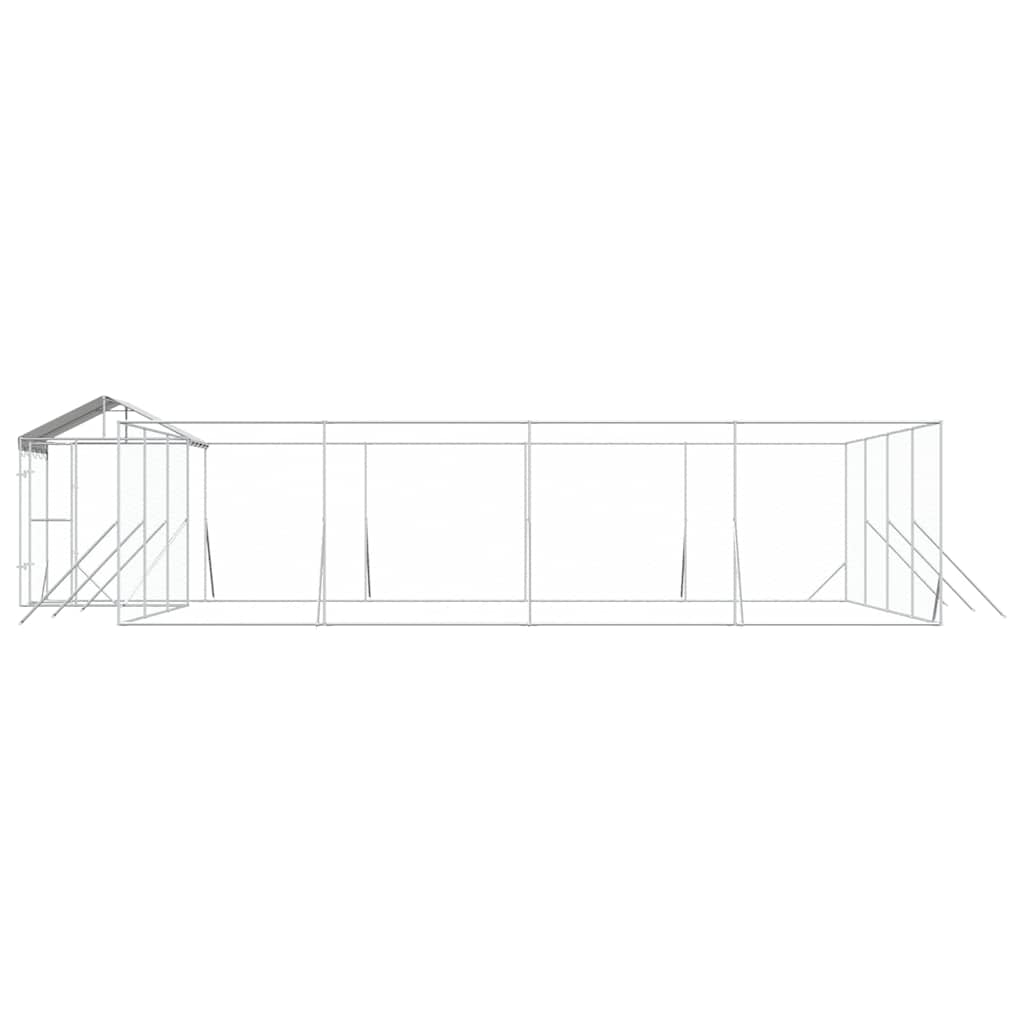 Cuccia Cani da Esterno Tetto Argento 10x8x2,5 m Acciaio Zincato