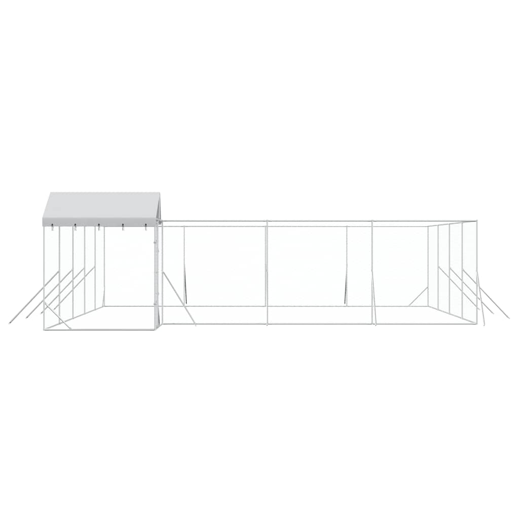 Cuccia Cani da Esterno Tetto Argento 10x8x2,5 m Acciaio Zincato