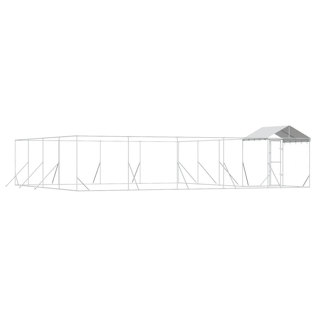 Cuccia Cani da Esterno Tetto Argento 10x8x2,5 m Acciaio Zincato