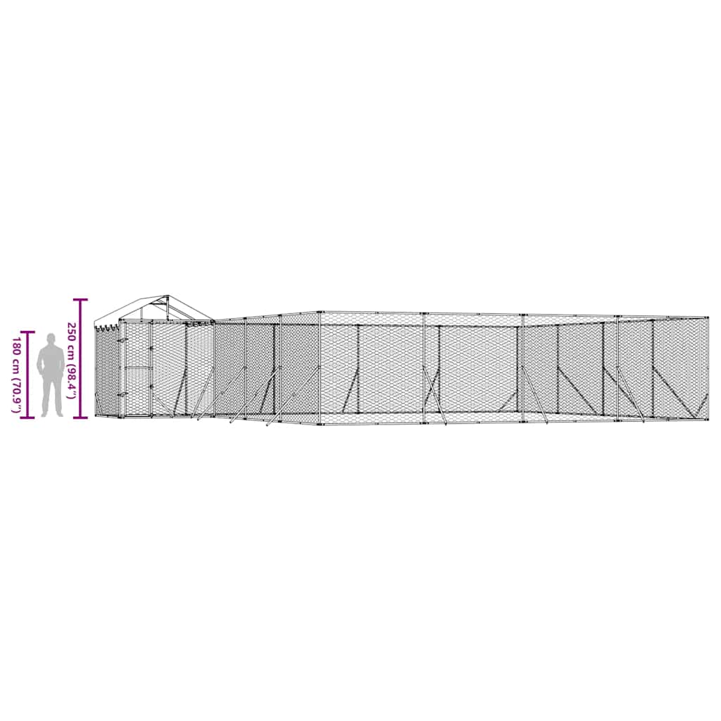 Cuccia Cani da Esterno Tetto Argento 10x8x2,5 m Acciaio Zincato