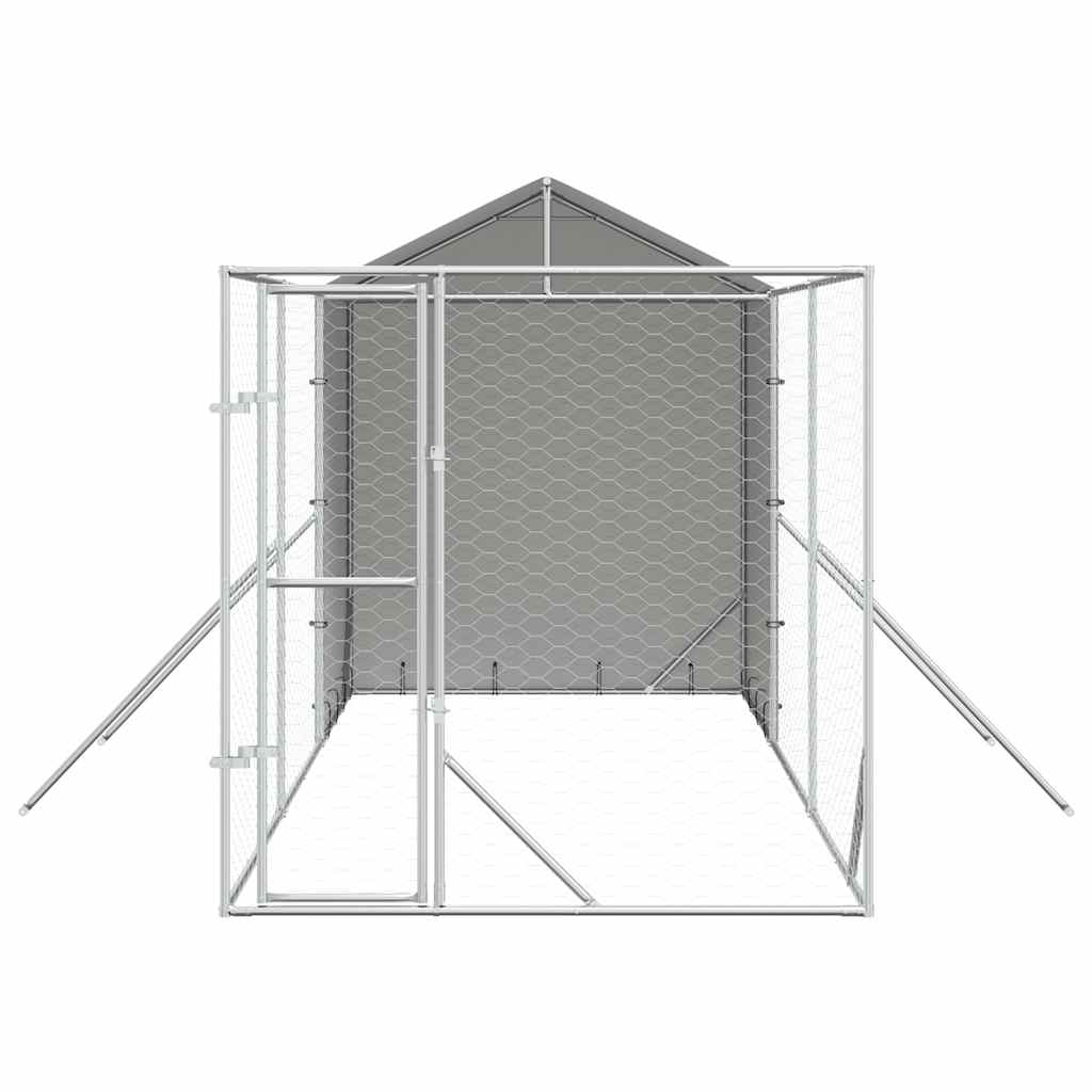 Cuccia Cani da Esterno Tetto Argento 2x6x2,5 m Acciaio Zincato