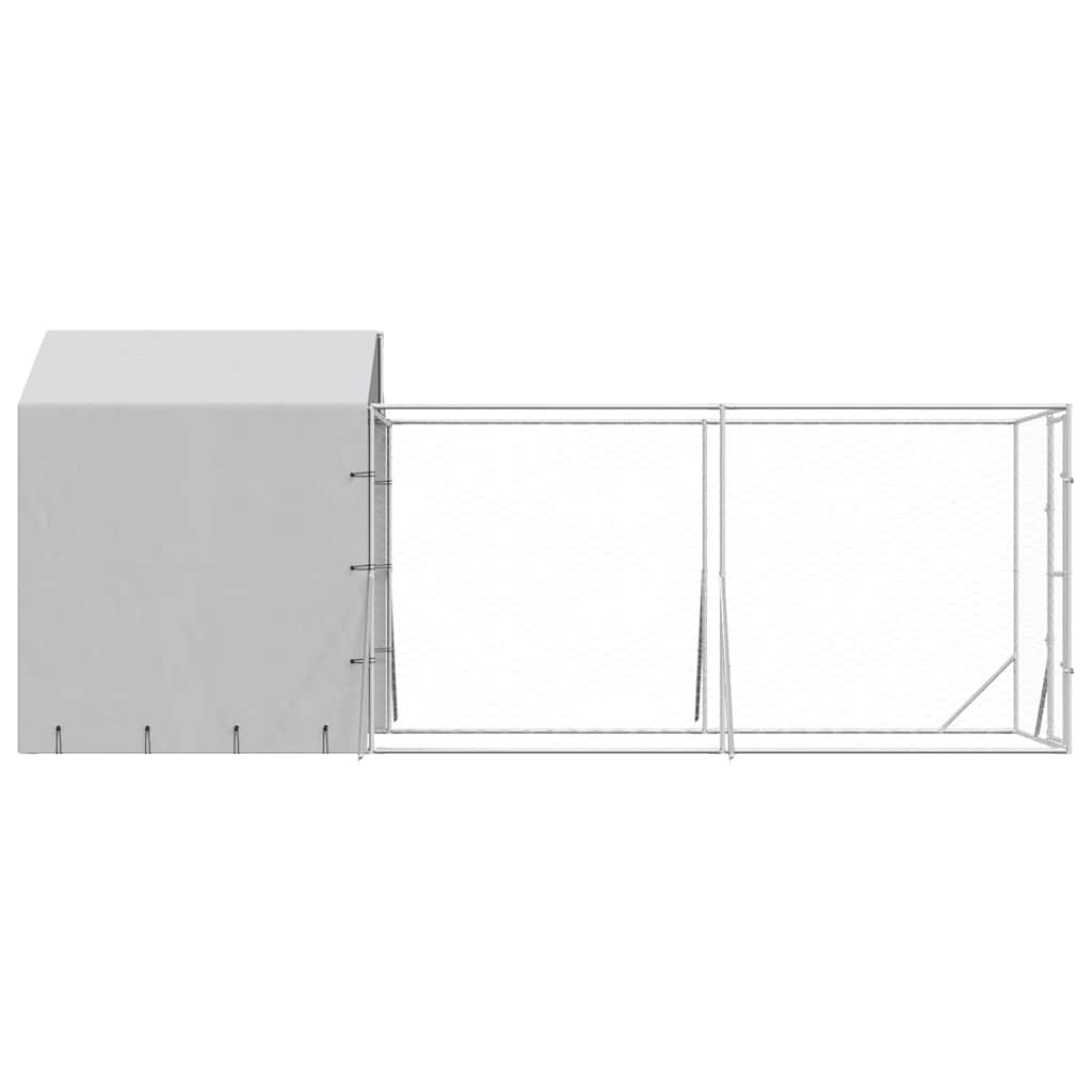 Cuccia Cani da Esterno Tetto Argento 2x6x2,5 m Acciaio Zincato