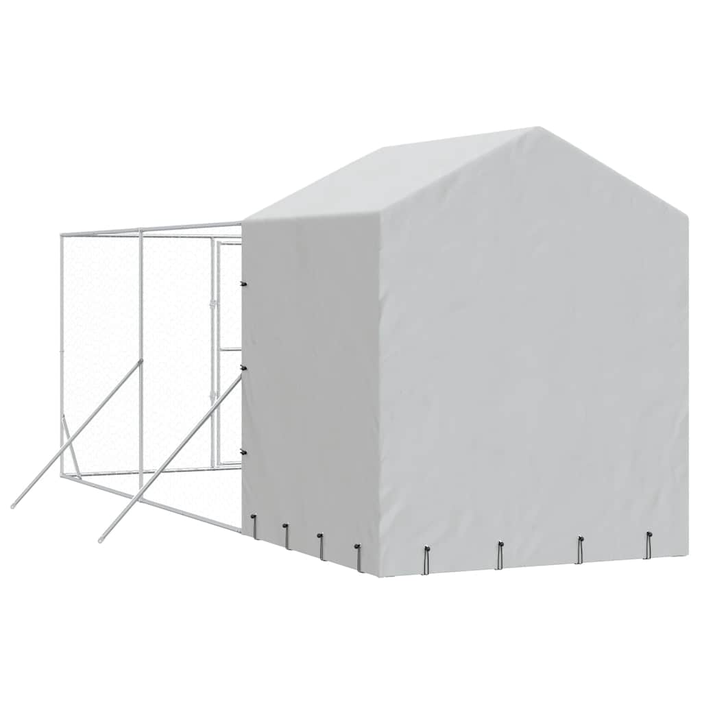 Cuccia Cani da Esterno Tetto Argento 2x6x2,5 m Acciaio Zincato