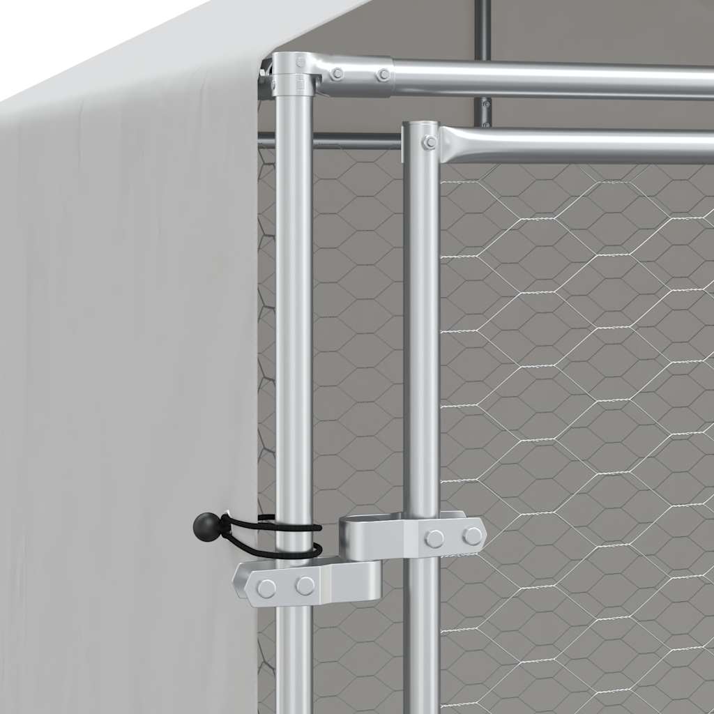 Cuccia Cani da Esterno Tetto Argento 2x6x2,5 m Acciaio Zincato