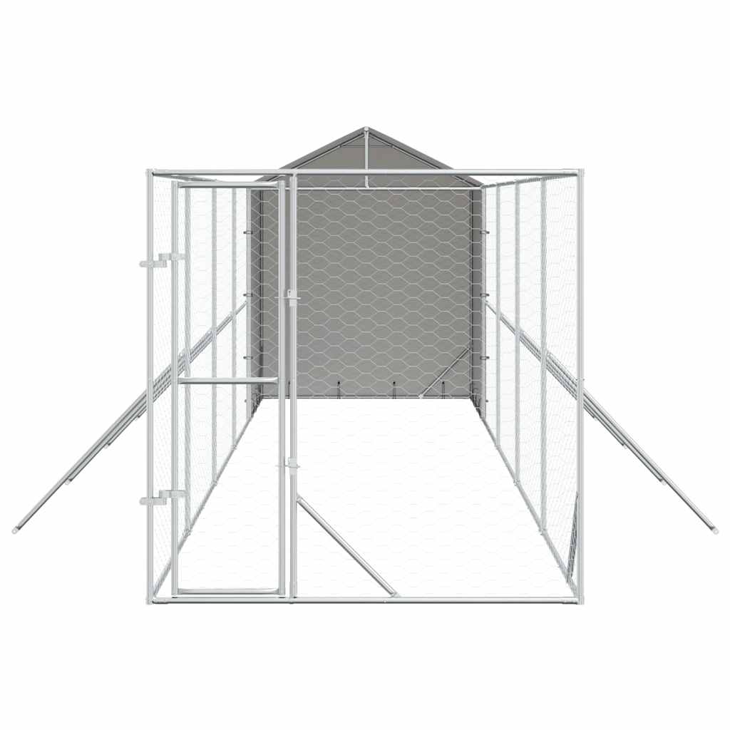 Cuccia Cani da Esterno Tetto Argento 2x10x2,5 m Acciaio Zincato