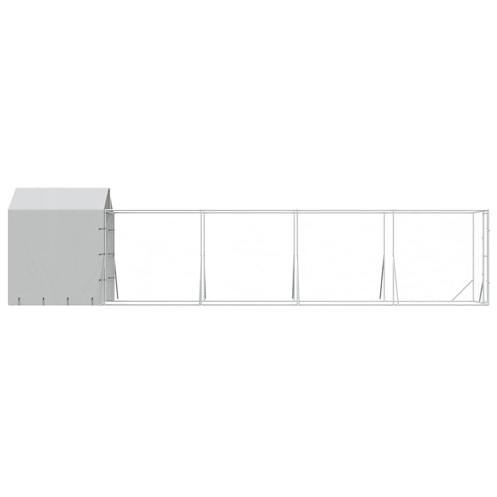Cuccia Cani da Esterno Tetto Argento 2x10x2,5 m Acciaio Zincato