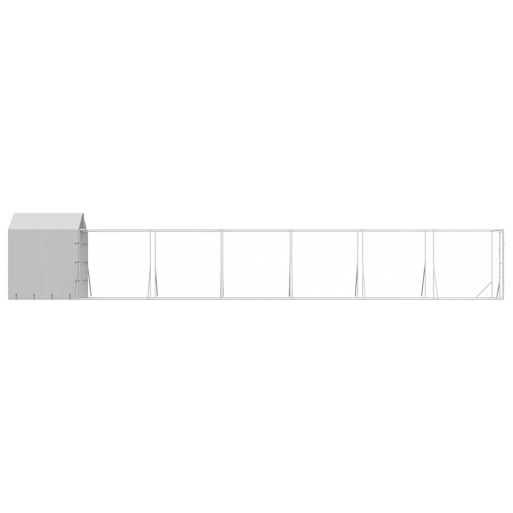 Cuccia Cani da Esterno Tetto Argento 2x14x2,5 m Acciaio Zincato