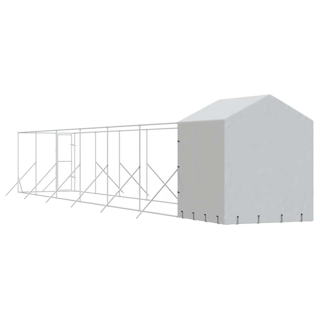 Cuccia Cani da Esterno Tetto Argento 2x14x2,5 m Acciaio Zincato