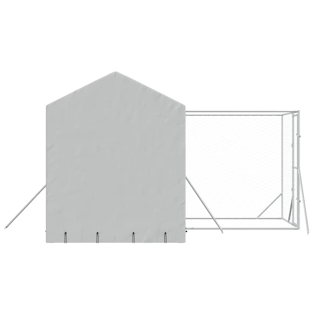 Cuccia Cani da Esterno Tetto Argento 4x4x2,5 m Acciaio Zincato