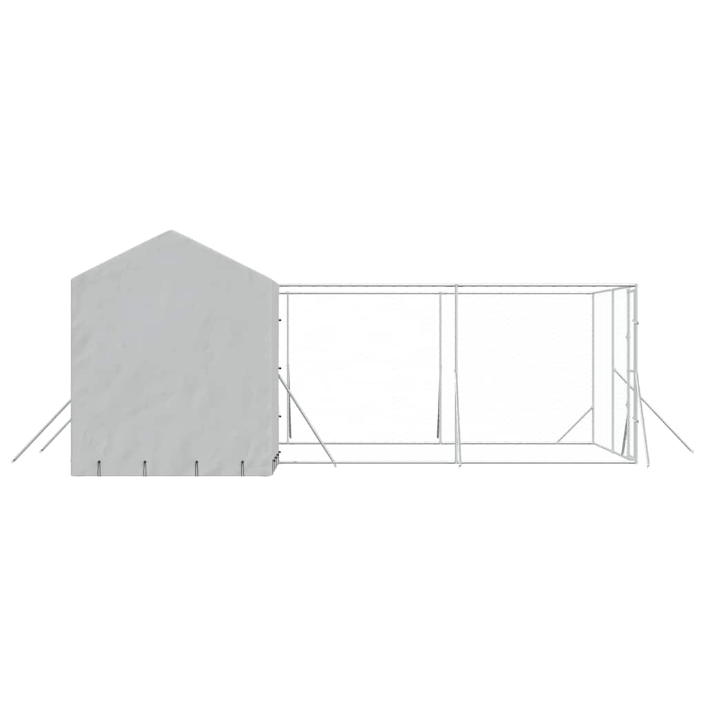 Cuccia Cani da Esterno Tetto Argento 6x6x2,5 m Acciaio Zincato