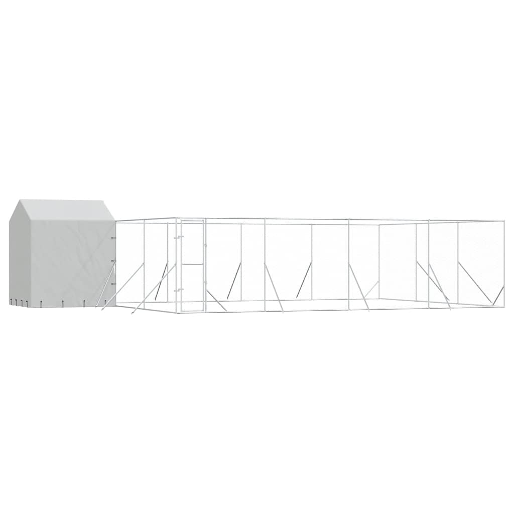 Cuccia Cani da Esterno Tetto Argento 10x6x2,5 m Acciaio Zincato