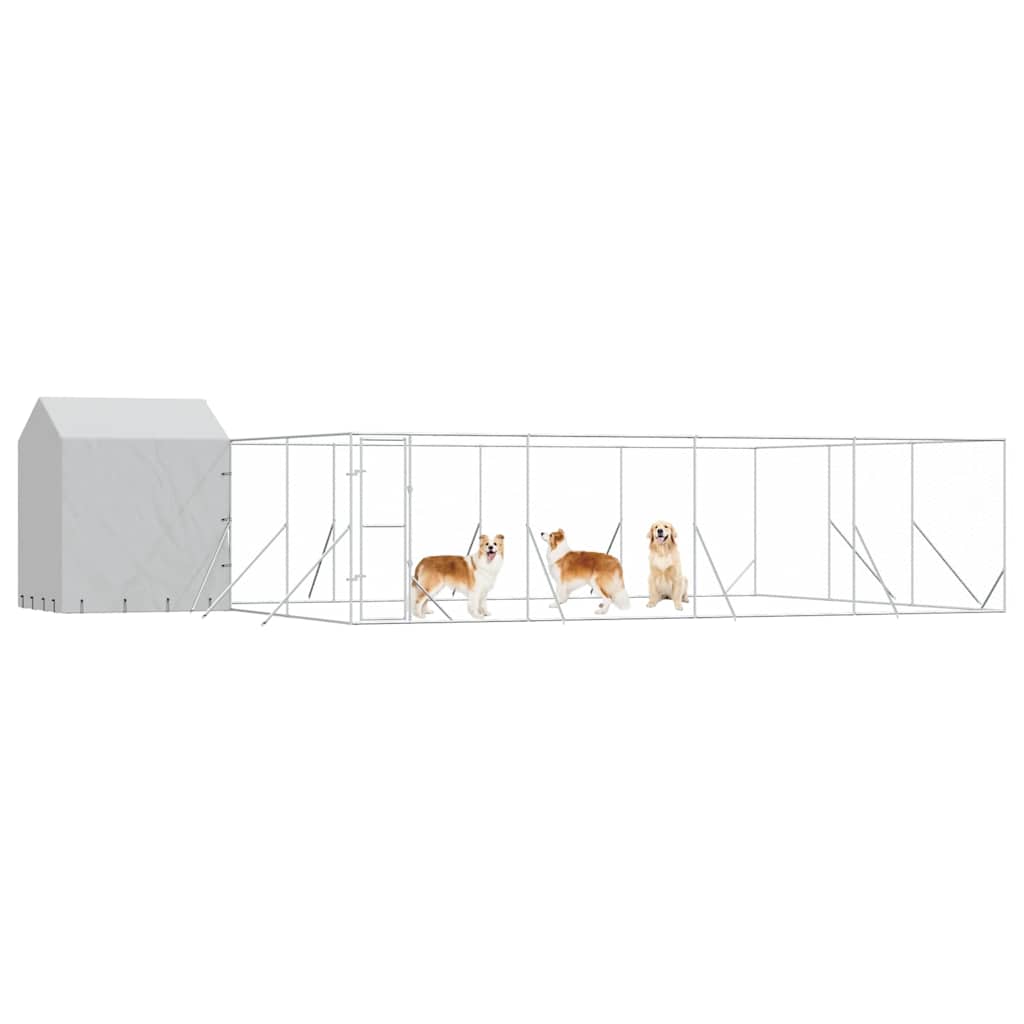 Cuccia Cani da Esterno Tetto Argento 10x6x2,5 m Acciaio Zincato