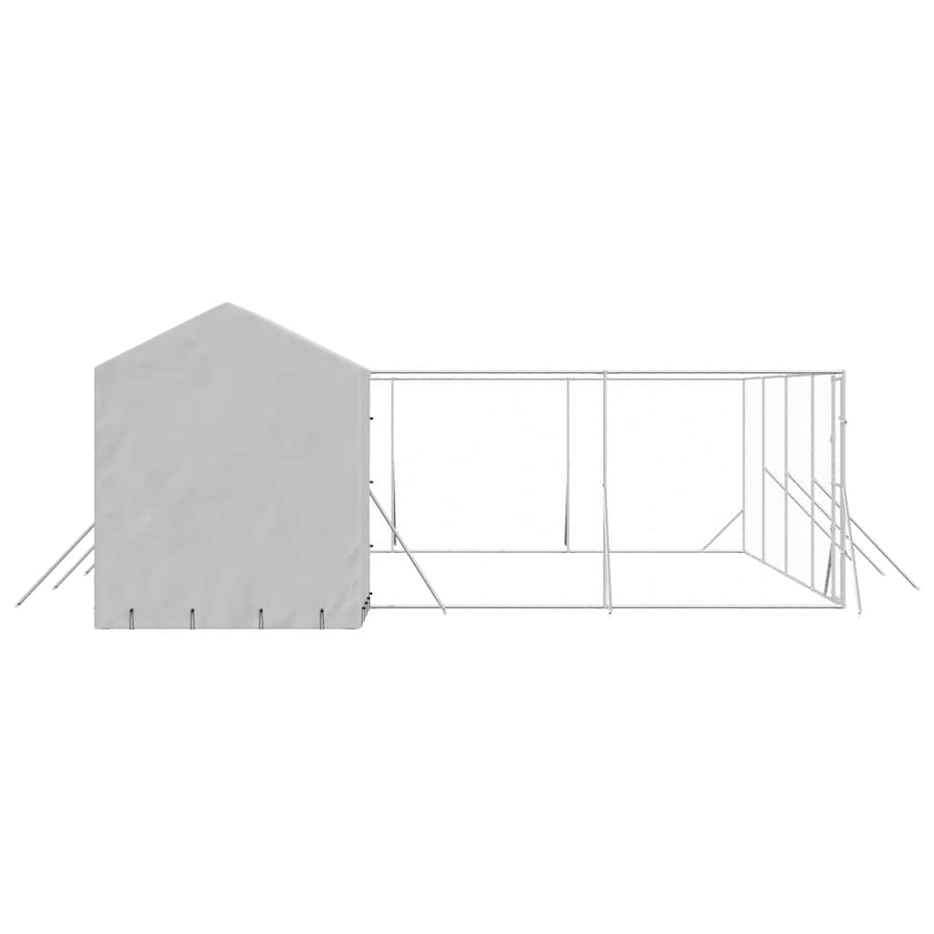 Cuccia Cani da Esterno Tetto Argento 10x6x2,5 m Acciaio Zincato