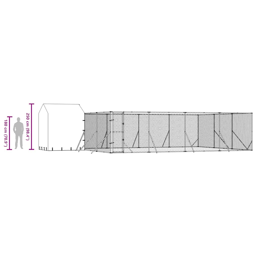 Cuccia Cani da Esterno Tetto Argento 10x6x2,5 m Acciaio Zincato