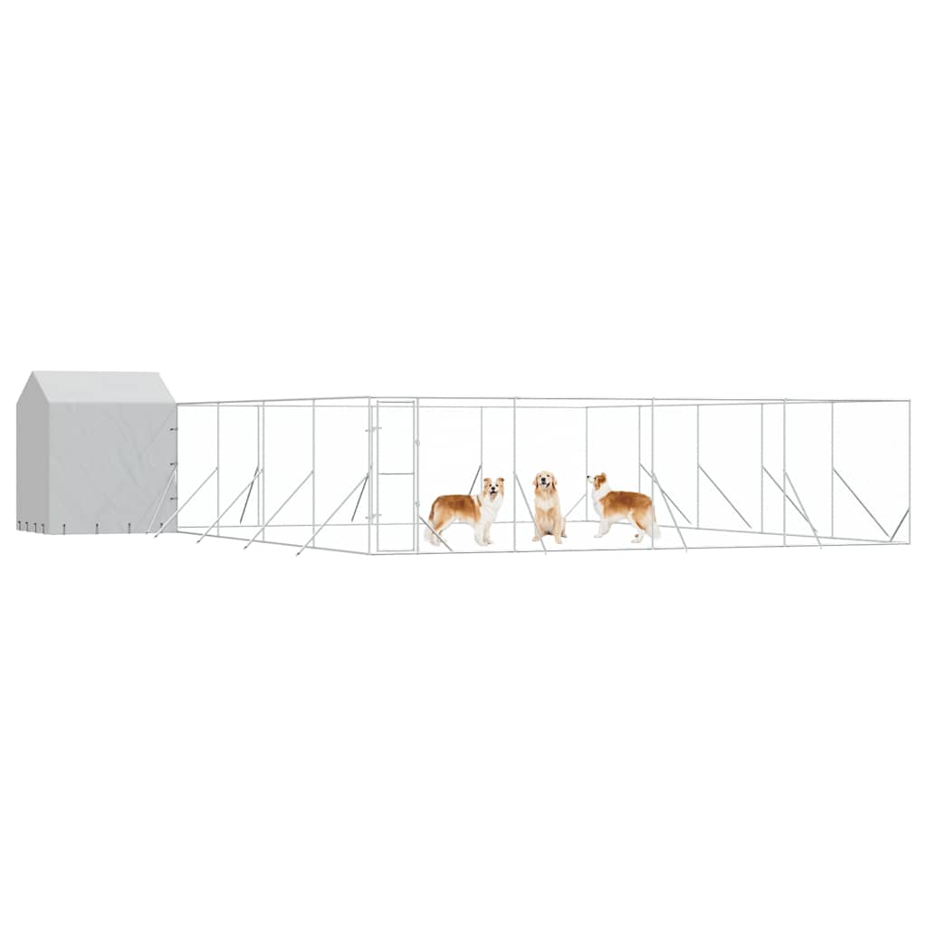 Cuccia Cani da Esterno Tetto Argento 10x10x2,5m Acciaio Zincato